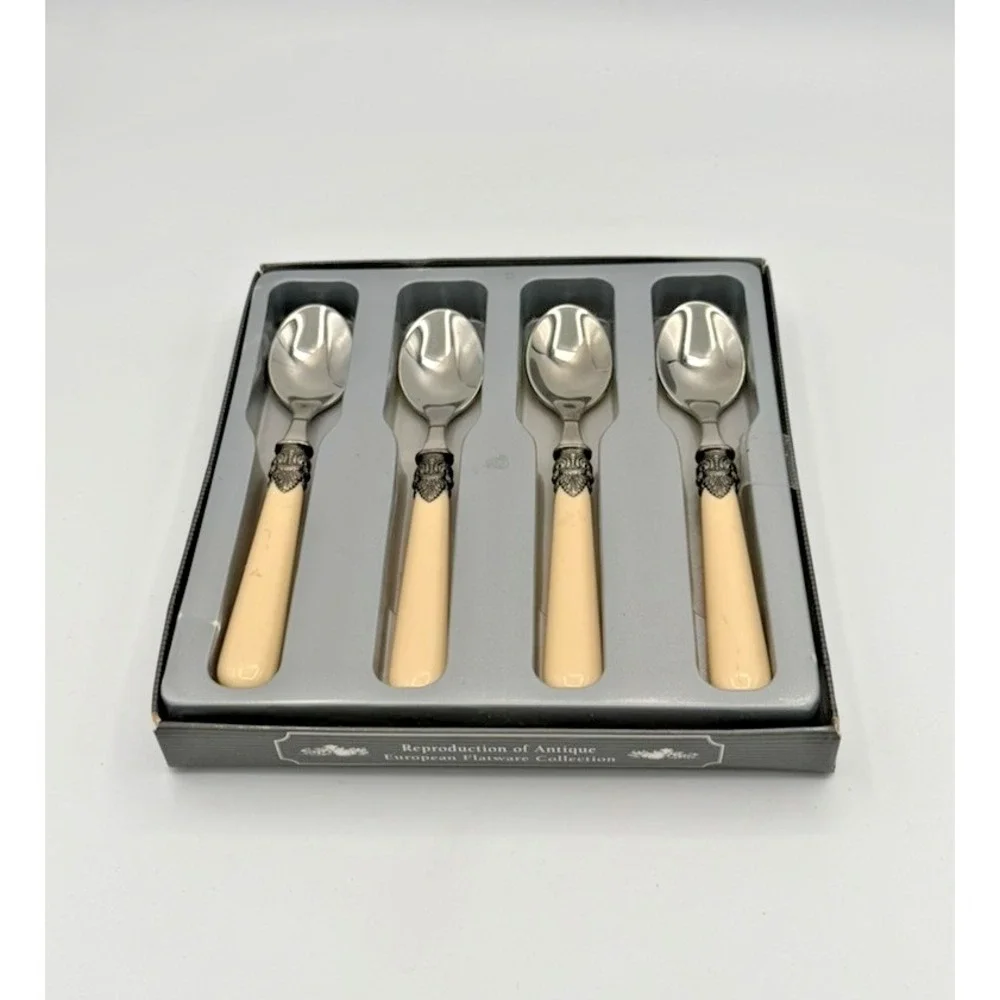 Vintage Demitasse Spoon Set 4pc Italy 18/10 Stainless Steel Napoleon Handle